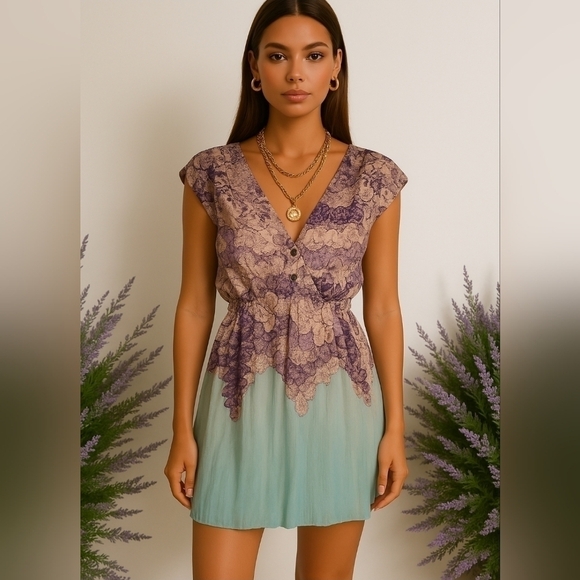 Petticoat Alley Silk Cross Front Dress Size L - Picture 1 of 12